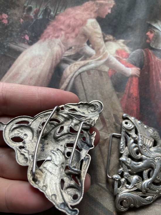 Antique Victorian Solid Sterling Silver Seraphic Belt Buckle main image 5